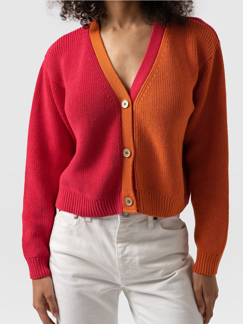 Soho Crop Cardigan Pink & Orange - Women's Cardigans | Saint + Sofia® UK