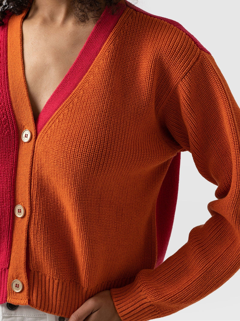 Soho Crop Cardigan Pink & Orange - Women's Cardigans | Saint + Sofia® UK