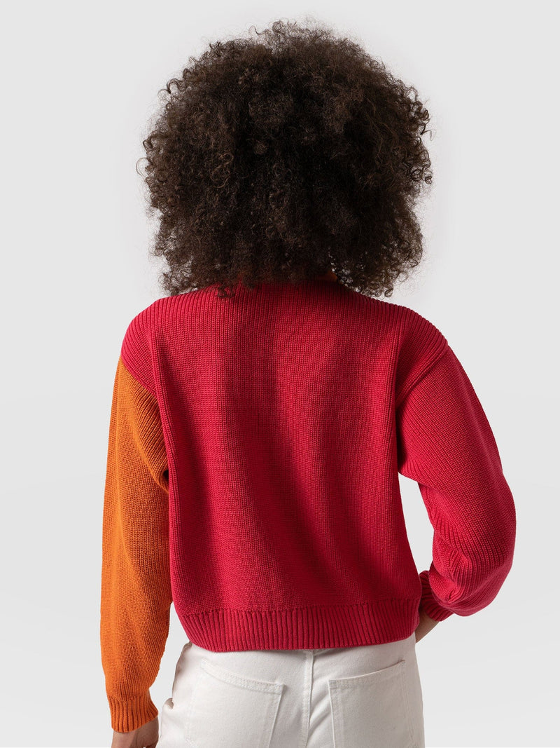 Soho Crop Cardigan Pink & Orange - Women's Cardigans | Saint + Sofia® UK