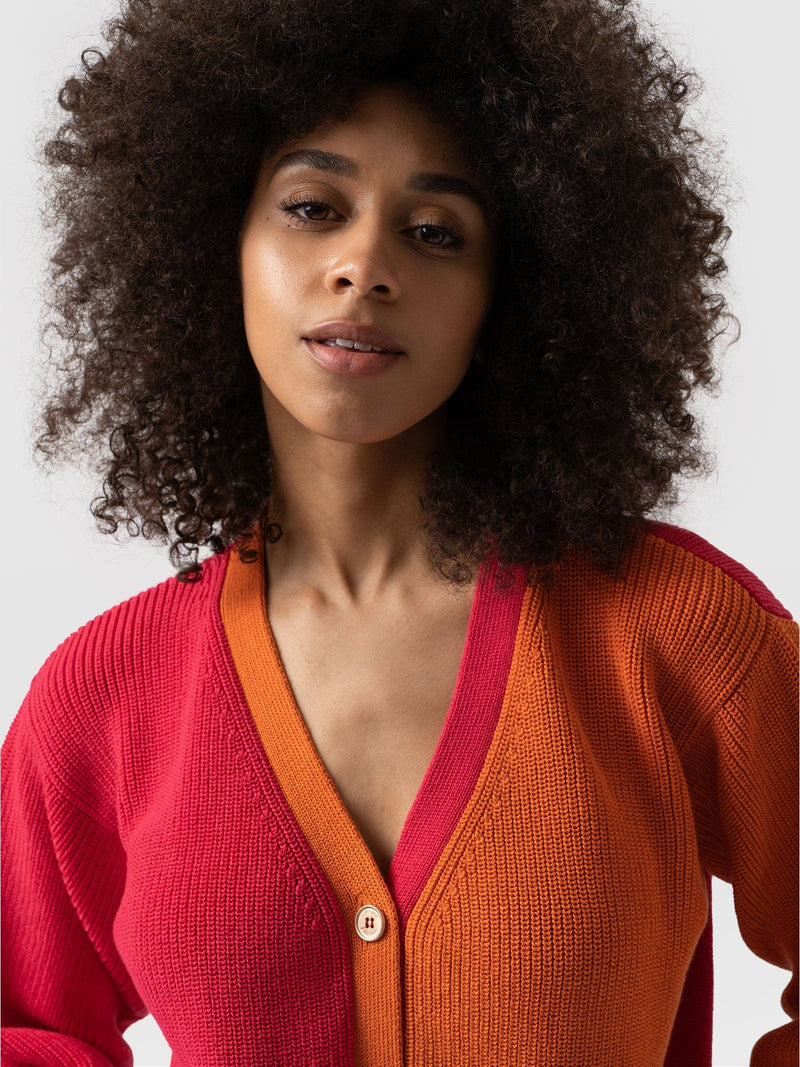 Soho Crop Cardigan Pink & Orange - Women's Cardigans | Saint + Sofia® UK