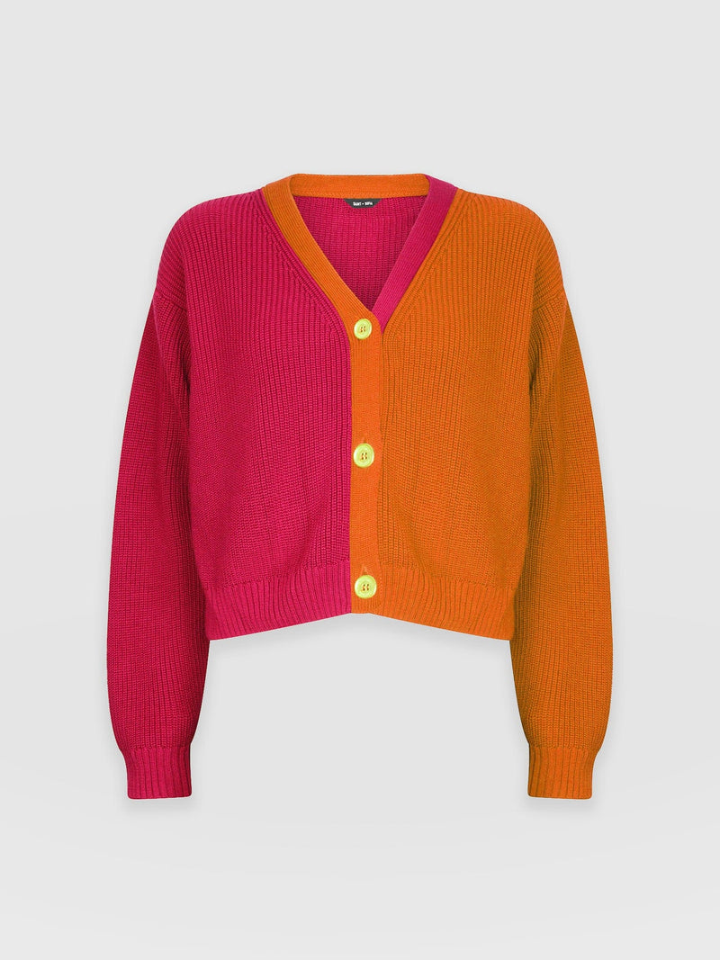 Soho Crop Cardigan Pink & Orange - Women's Cardigans | Saint + Sofia® UK