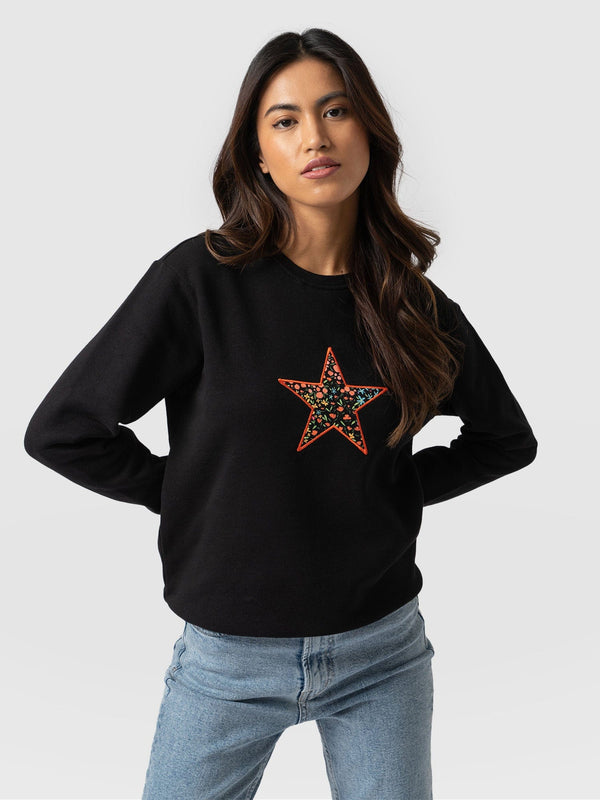 Stellar Sweater Black Ditsy Floral - Women's Sweaters | Saint + Sofia® UK