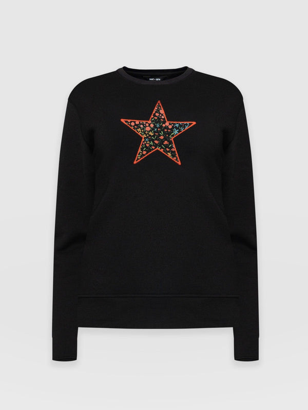 Stellar Sweater Black Ditsy Floral - Women's Sweaters | Saint + Sofia® UK