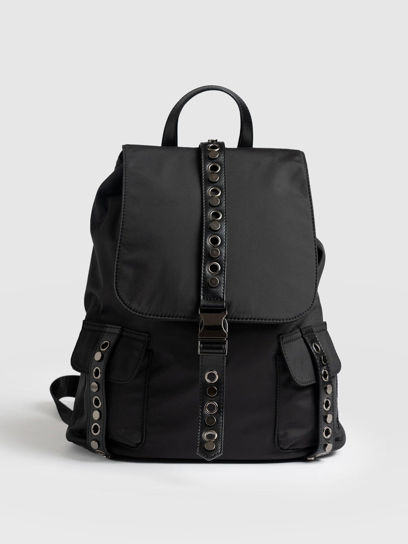 Studded Nylon Backpack Black - Women's Backpacks | Saint + Sofia® EU