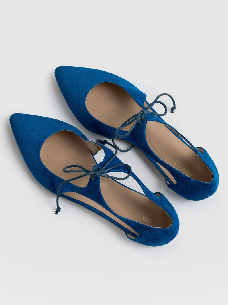 Tie Up Mary Janes Blue - Women's Loafers | Saint + Sofia® EU