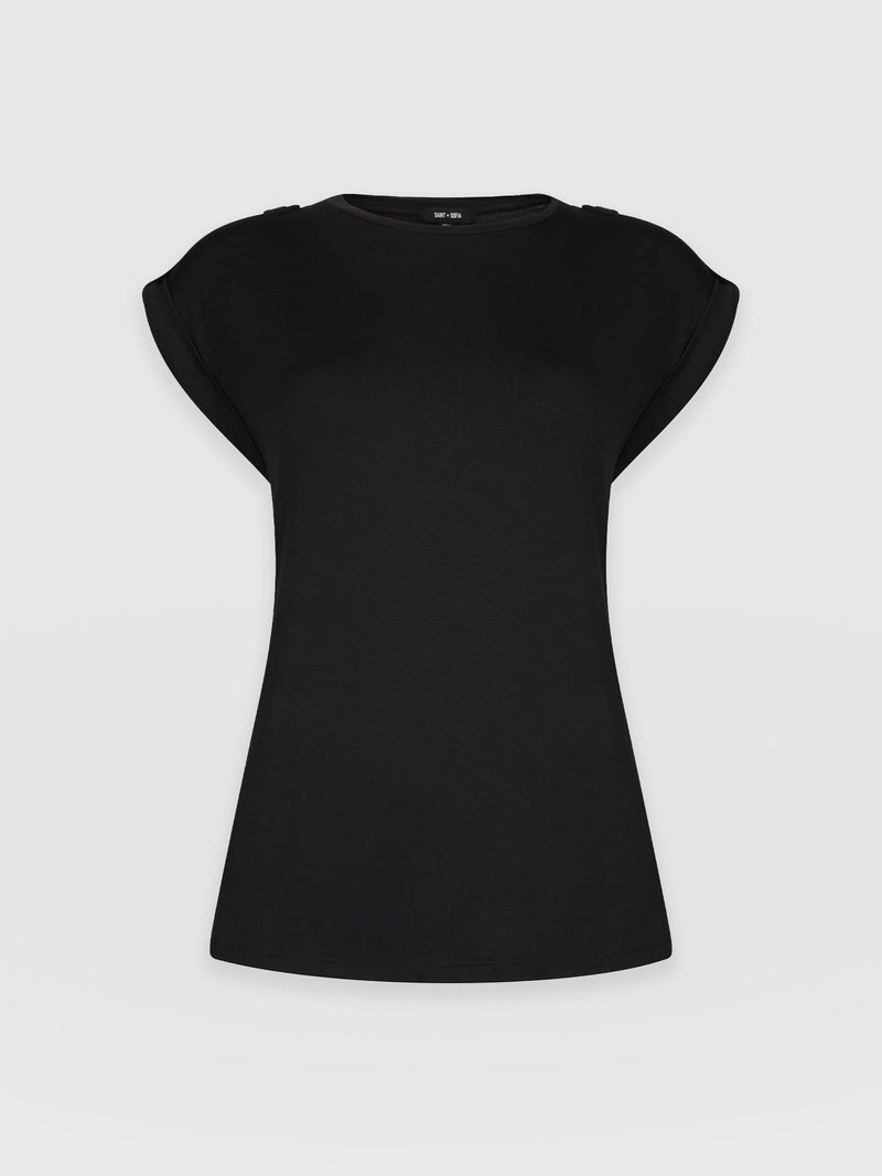 Turn-Up Tee Black - Women's T-Shirts | Saint + Sofia® EU