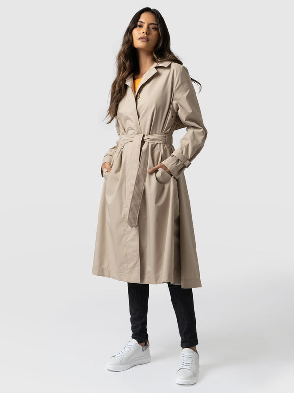 Waterproof A Line Trench Coat Beige - Women's Overcoats | Saint + Sofia® EU