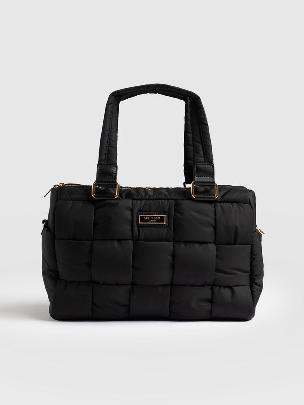 Weaved Duffle Bag Black - Women's Bags | Saint + Sofia® UK