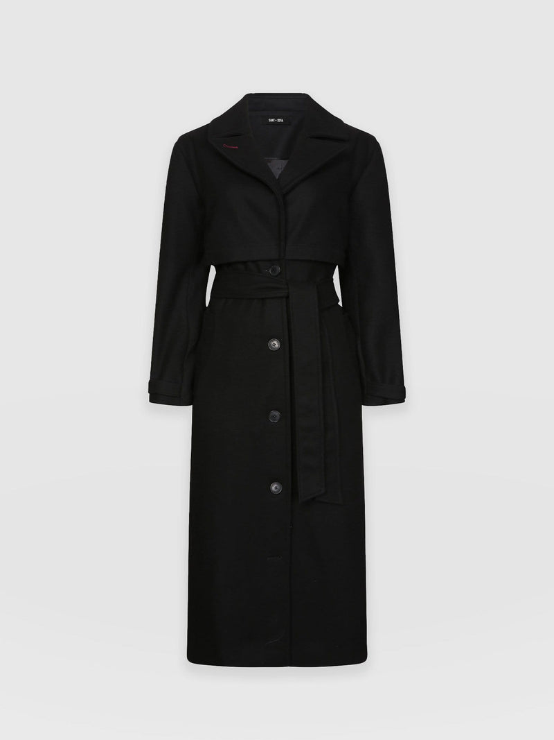 Women’s Classic Overcoat Black Wool | Saint and Sofia® Europe
