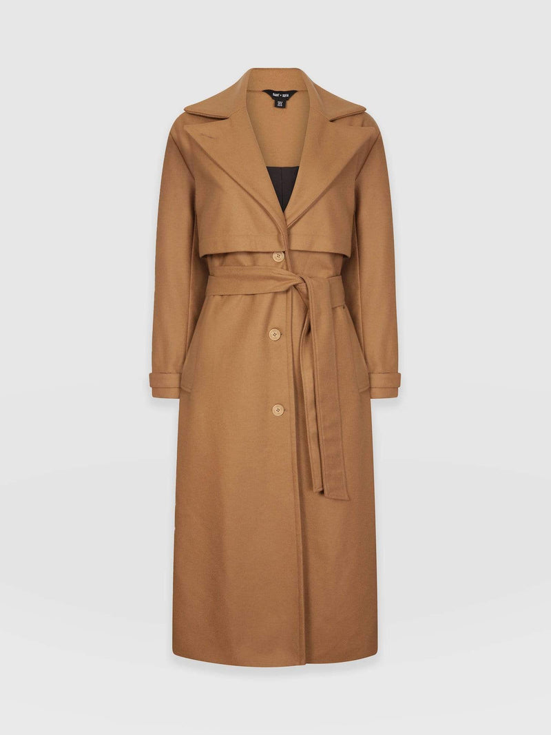 Women’s Classic Overcoat Camel Wool | Saint and Sofia® Europe