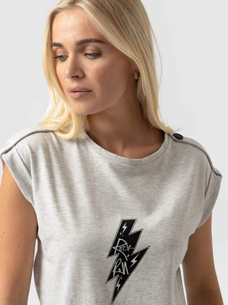 Women's Crew Neck T-Shirt Buttons Grey Rock Ecovero | Saint and Sofia® Europe