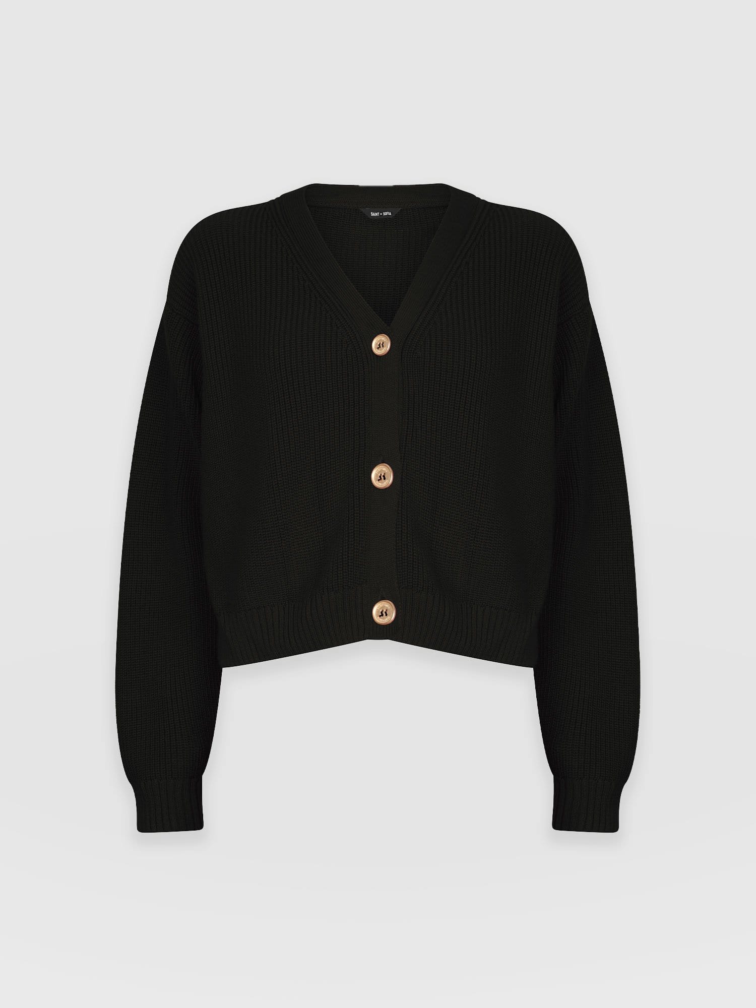 Women's Crop Cardigan Black Cotton | Saint and Sofia® Europe