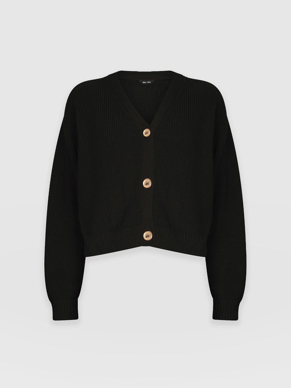 Women's Crop Cardigan Black Cotton | Saint and Sofia® Europe