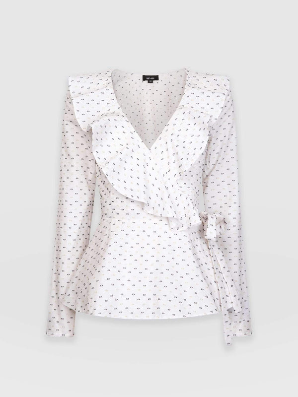 Women's Ruffle Blouse White Organic Cotton | Saint and Sofia® Europe
