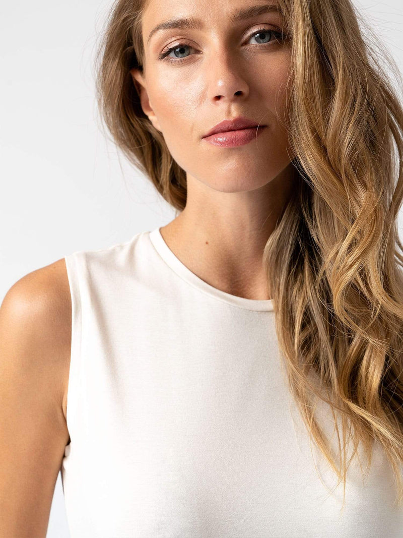 Women's Sleeveless Summer Tank Cream Cotton  | Saint and Sofia® Europe