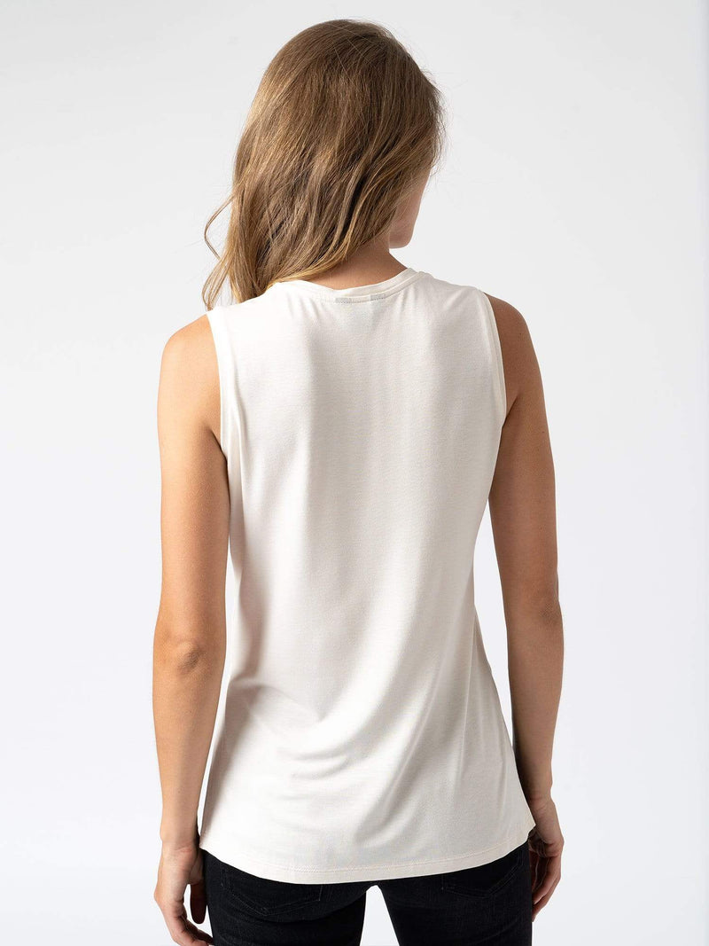 Women's Sleeveless Summer Tank Cream Cotton  | Saint and Sofia® Europe